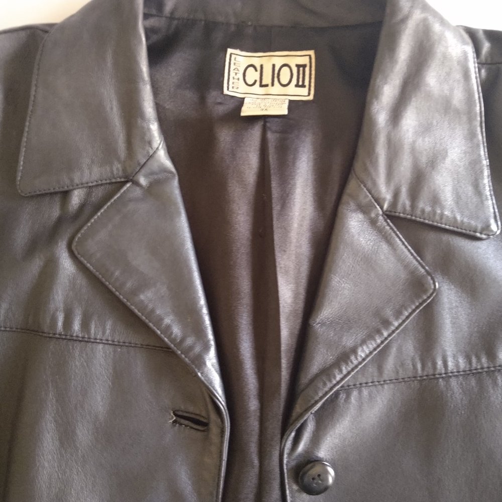 Vintage Black Leather Jacket Clio ll Unisex sz 3X - Picture 2 of 7